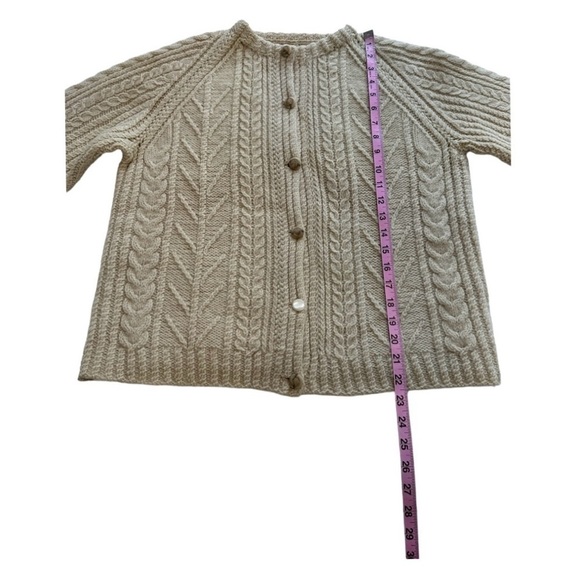 Handmade Cable Knit Wool Fisherman’s Sweater Button Front Cardigan - Size Large - Picture 7 of 10